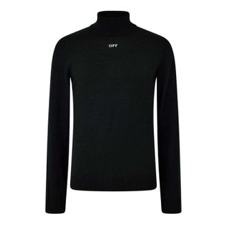 Off-white Off White Heren Gebreid Schildpad Hals Sweatshirt (Zwart, Wit)