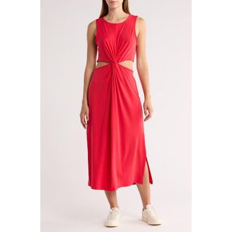 Beyond Yoga Around the World Front Twist Midi Dress in Candy Apple Red at Nordstrom Rack, Size Large