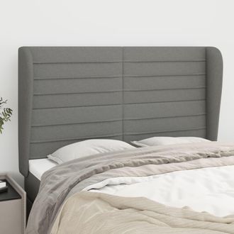 vidaXL Cabecero Con Orejas De Tela Gris Oscuro 147x23x118/128 Cm Vidaxl