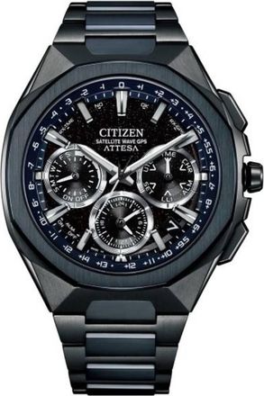 Citizen Attesa Perpetual Alarm World Time Black Dial Mens Watch CC4106-74E