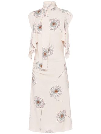 Prada Abito midi Cameo con stampa - Toni neutri