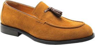 Generic Mens Suede Tassel Loafers Slip On Casual Shoes British Style Slip Resistant Business Leather Footwear for Men Office and Daily Wear(Light Brown,10.5)