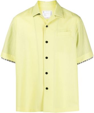 sacai shortsleeved oversized shirt - men - Polyester/Wool/Cupro - 1 - Yellow
