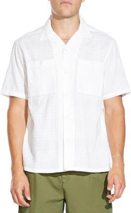 Civil Society Relaxed Fit Windowpane Cotton Camp Shirt in White at Nordstrom Rack, Size Xx-Large