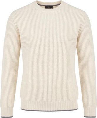 PESERICO Maglia Tricot U - Heren - Ronde hals truien - Wit - XL - Wol - Truien & Vesten