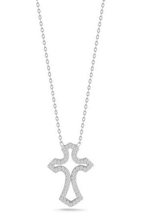 Sphera Milano Cubic Zirconia Open Cross Pendant Necklace in Silver at Nordstrom Rack