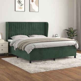 vidaXL Vidaxl - Cama Box Spring Con Colch&oacute;n Terciopelo Verde Oscuro 180x200 Cm