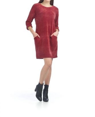 Papillon Chenille Dress In Burgundy