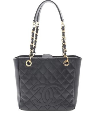 Chanel 2012 PST Petite Shopping Tote quilted chain-strap bag - women - Caviar Leather - One Size - Black