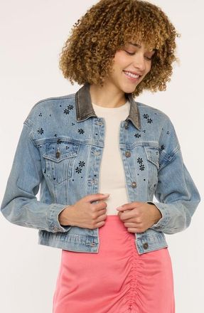 Kancan Lucca Denim Crop Jacket in Medium Wash at Nordstrom, Size X-Large