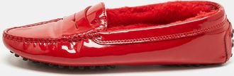 Tod's Tods For Ferrari Red Patent And Shearing Bow Slip On Loafers