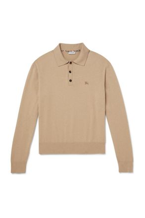 Burberry Logo-Embroidered Cashmere Polo Shirt