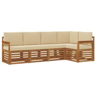 vidaXL Conjunto De Sof&aacute; Seccional Con Coj&iacute;n 5 Pcs Natural Y Beige Vidaxl