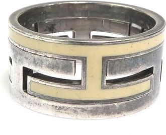 Herm&egrave;s Silver Cream Silver 925 Band Ring (Pre-Owned)
