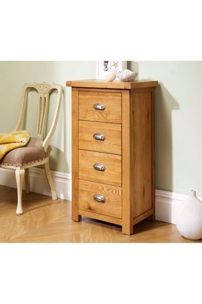 Birlea Woburn 4 Drawer Narrow Chest Oak in Light Oak