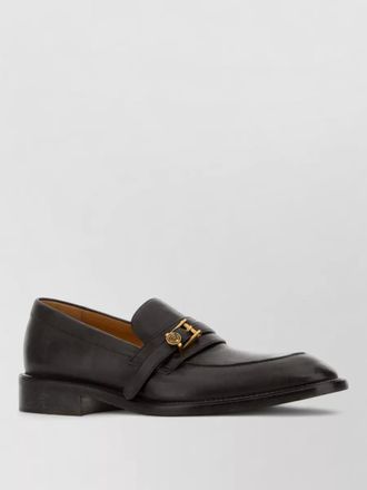 Versace leather loafers round toe gold tone hardware