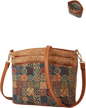 Generic Cork Crossbody Bag for Women Bohemian Style Vintage Shoulder Handbag Hobo Satchel Purse, A-1