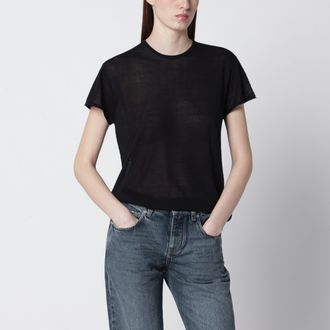 Toteme T-shirt nera in cr&ecirc;pe di seta