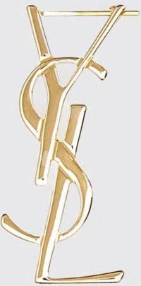 Saint Laurent Spilla con iconico monogramma YSL in ottone finitura oro