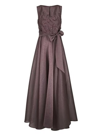 Talbot Runhof embellished tie maxi dress - Brown
