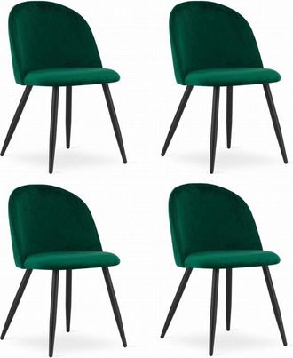 OEM Silla Bello - Terciopelo Verde / Patas Negras X 4