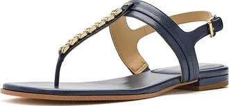 Michael Kors Marcia Thong Sandals Womens Sandals Dress Blues : 9.5 M, Leather