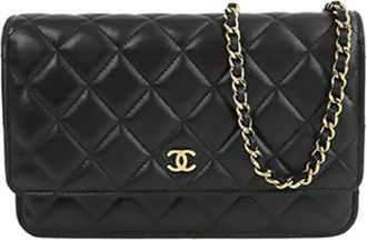 Chanel 2021-2025 CC Quilted Lambskin Wallet On Chain crossbody bag - Nero
