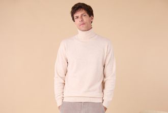 Bexley Jersey de hombre con cuello alto de lana - Beige claro jaspeado - EMERIC