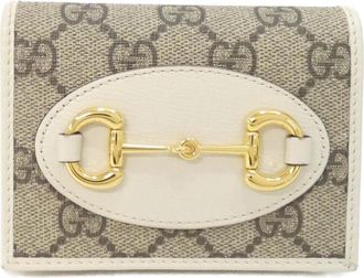 Gucci Beige White Gg Supreme Leather Wallet (Bi-Fold) (Pre-Owned)