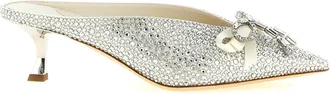 Jimmy Choo London Silver Tencel Mid Heel Womens Pumps