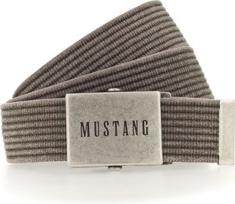Mustang Stoffg&uuml;rtel MUSTANG, Herren, Gr. 110, grau (hellgrau), Baumwolle, unifarben, G&uuml;rtel Stoffg&uuml;rtel, Gewaschenes Rillenband, Klemmverschluss aus mattem Si
