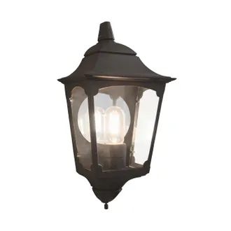 Loops Outdoor IP44 1 Bulb Half Lantern Wall Light Black LED E27 100W
