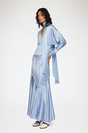 Ganni Blue Long Skirt in Satin
