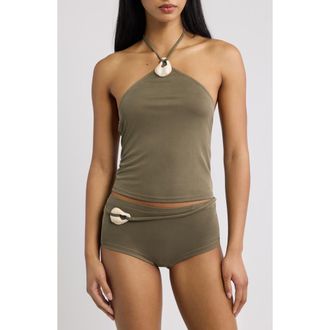 Jaded London Kireza Twist Halter Top in Khaki at Nordstrom, Size 10