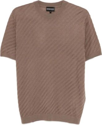 Emporio Armani Rondgebreide kleding - Heren - Ronde hals truien - Bruin - L - Wol - Truien & Vesten