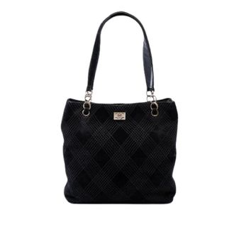 Chanel Pre-owned Wild Stitch Quilted Suede Tote - Dames - Pre-owned - Zwart - Maat: ONE Size Su&egrave;de