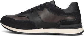 Clay Bruin Leren Sneakers met Blauw Su&egrave;de - Heren - Sneakers - Zwart - 44 EU - Su&egrave;de - Schoenen