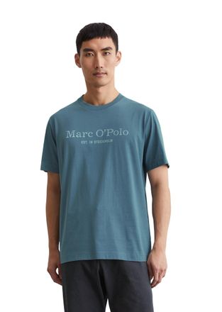 Marc O'Polo T-Shirt MARC OPOLO, Herren, Gr. XL, grau (storm), Single Jersey, Obermaterial: 100% Baumwolle, Rundhals, Shirts T-Shirt, mit tonigem Label-Print vorne