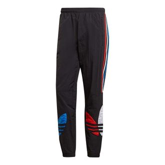 adidas originals MENS Tricol Logo Printed Ankle-banded Sports Pants Black GN8046
