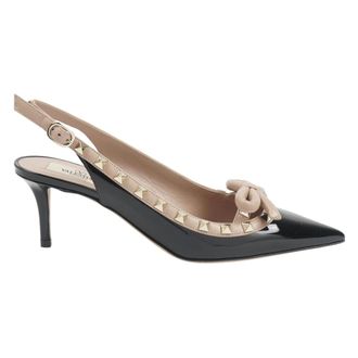 Valentino Pumps, female, Black, Size: 7 US Rockstud Bow Slingback Pump