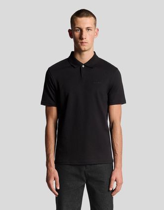 Lyle & Scott Lyle And Scott Mens Text Logo Interlock Polo Shirt - Black - Size: 40