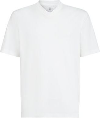 Brunello Cucinelli Cotton jersey V-neck T-shirt in White at Nordstrom, Size Xxx-Large Eu