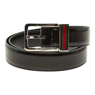 Gucci Pre-owned Shearling Line Leren Riem - Heren - Vintage Accessoires - Zwart - ONE Size - Leer - Vintage