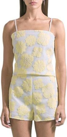 endless rose Floral Net Top in White/Yellow at Nordstrom Rack, Size Medium