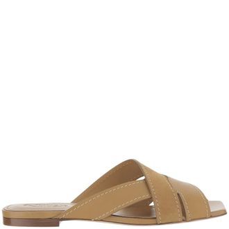 Tod's Tods, Sliders, female, Beige, Size: 8 1/2 US Leather Sandals