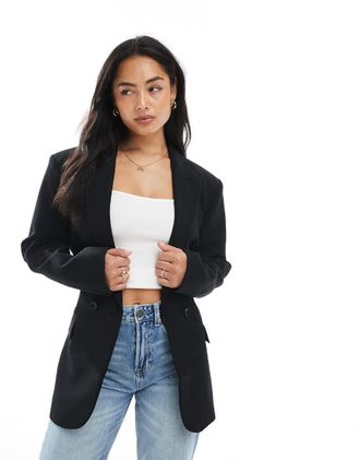 Asos Blazer allacciato e stretto in vita nero