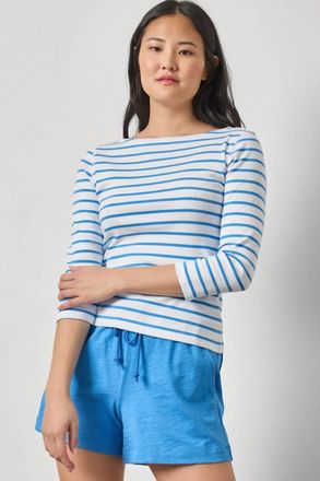 Lilla P Rib Boatneck Tee In Regatta Stripe
