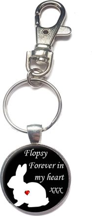Generic Personalised Rabbit Forever In My Heart Memorial Spring Hook Clasp Keyring Gift R89, Silver, 25mm