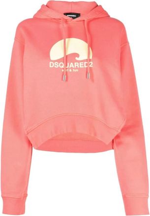 Dsquared2 Logo Printed Drawstring Hoodie - Dames - Hoodies - Roze - S - Katoen - Hoodies & sweatvesten