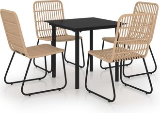 Les Tendances Conjunto De Comedor De Jard&iacute;n Mueble De Exterior 5 Piezas De Polirratan Y Vidrio 020014233